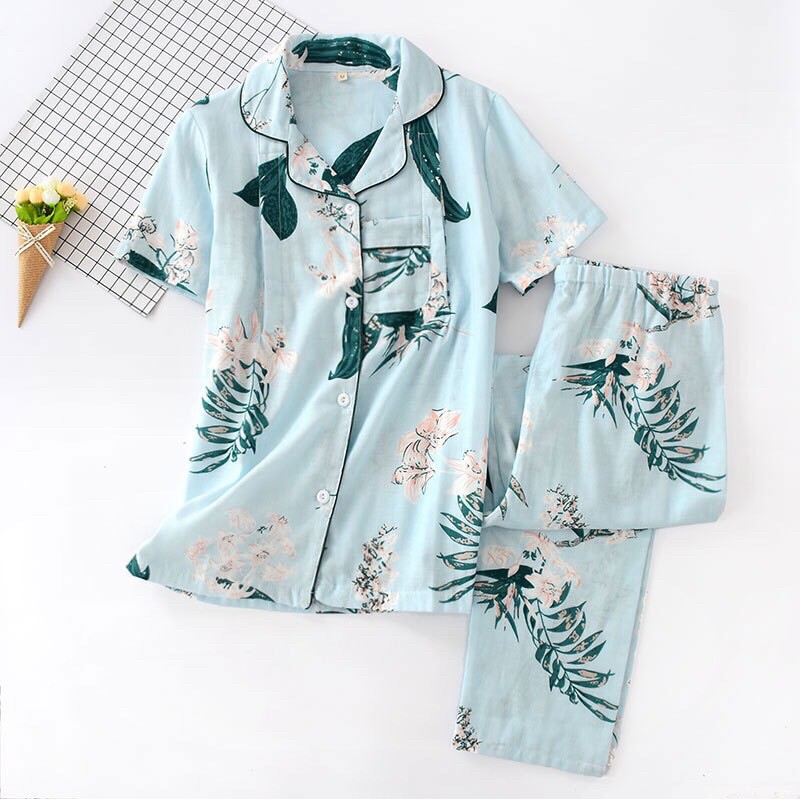 Pijama Sau Sinh Cho Con Bú Chất Xô Nhật Tay Ngắn Quần Dài | BigBuy360 - bigbuy360.vn