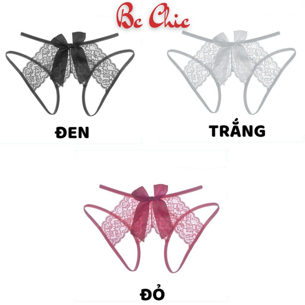 Quần Lót Lọt Khe , Quần Lót Ren Sexy Hở Đáy thiết kế đính nơ sau gợi cảm sexy mã Q5008 BC_CHIC LINGERIE