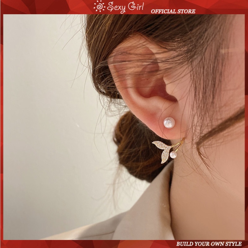 Bông Tai Mạ Bạc 925 Hình Đuôi Cá Đính Ngọc Trai Thời Trang Hàn Quốc 2022 Mới Cho Nữ