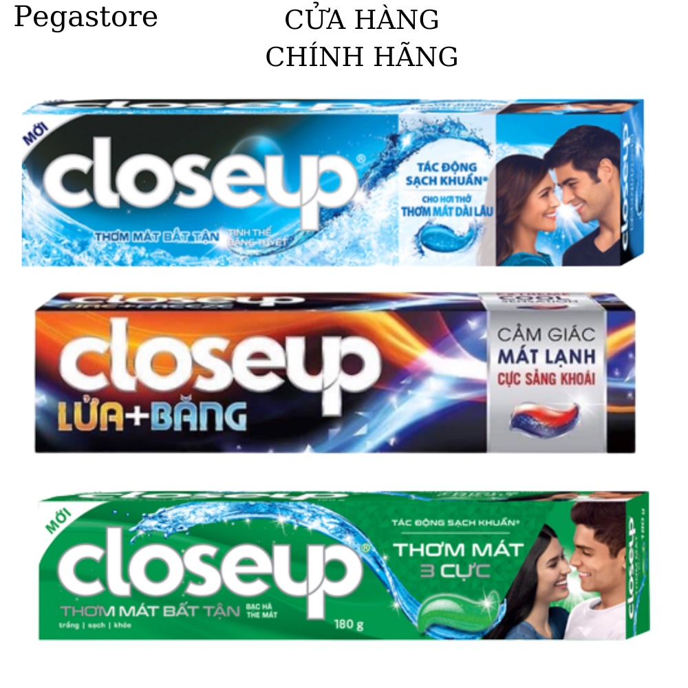 Kem đánh răng CLOSEUP 180g  trắng răng thơm miệng close up 3 loại tinh thể  băng tuyết, bạc hà, lửa + băng