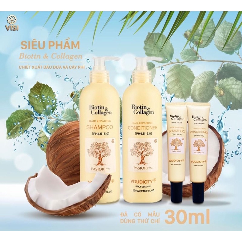 Dầu gội xả mini Biotin Collagen, sữa tắm gói tiện lợi khi du lịch | Siêu thơm | Hàng chính hãng