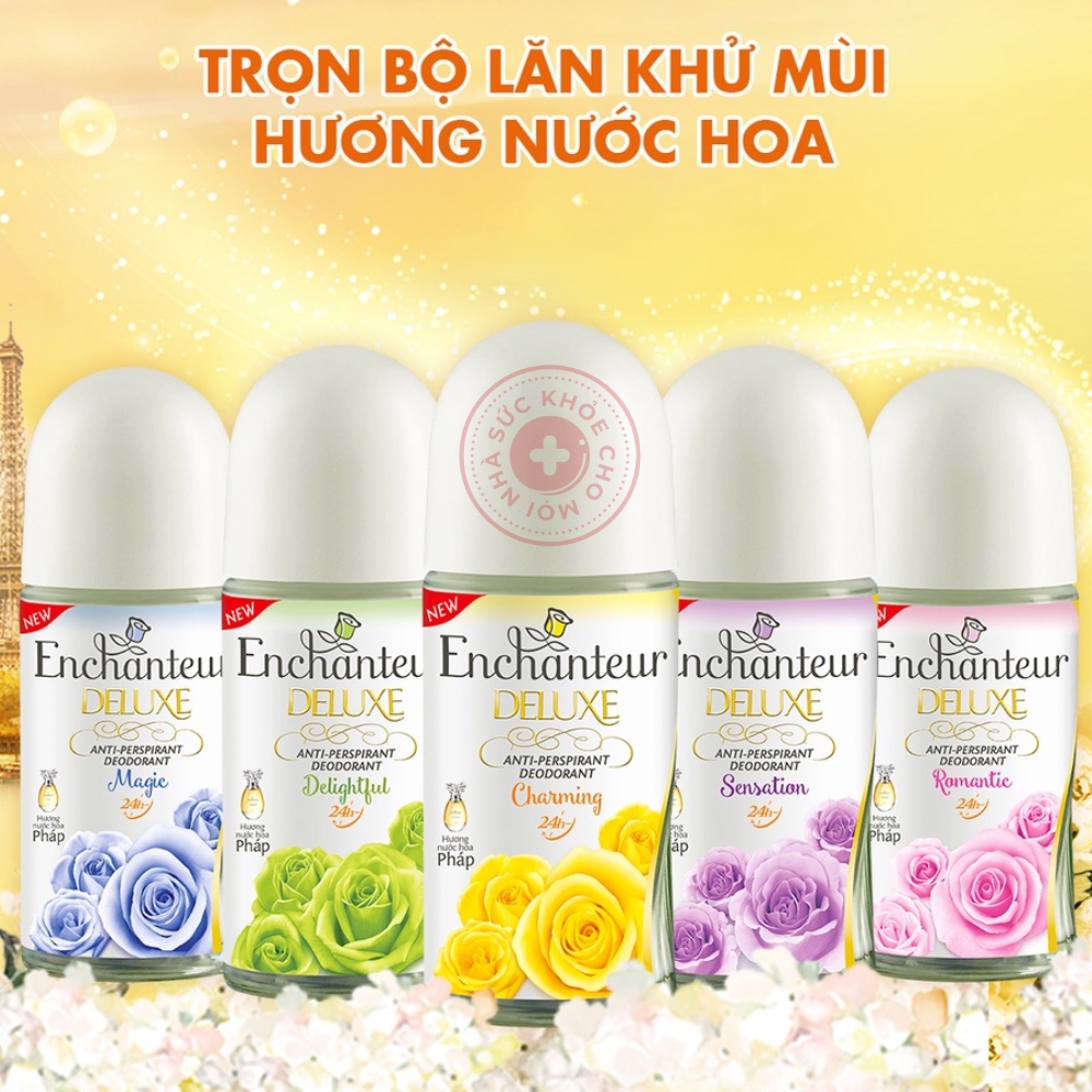 Lăn khử mùi Enchanteur. Hương nước hoa dạng sữa trắng da khử mùi khô thoáng suốt 24h suckhoechomoinha