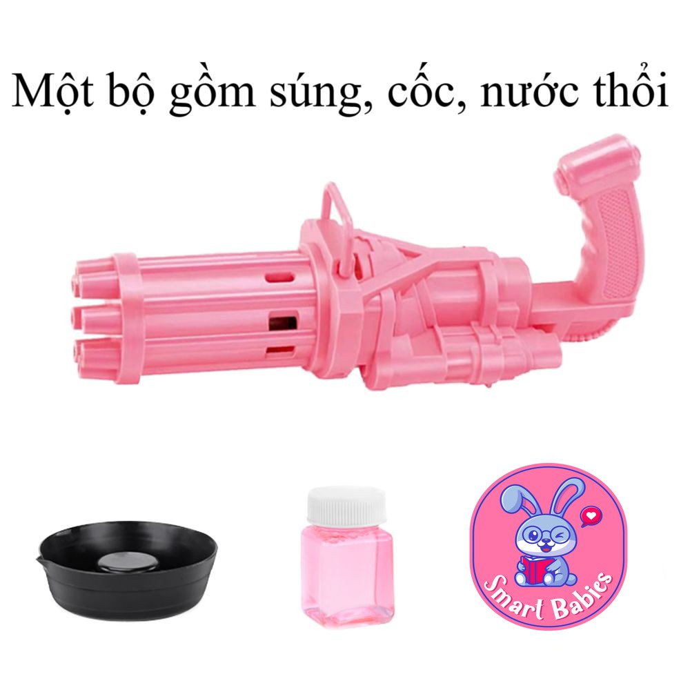Súng bắn bong bóng xà phòng 8 nòng siêu mạnh, Súng máy thổi bong bóng đồ chơi cho bé