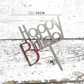 Topper mica HPBD chữ in dưới bạc L2