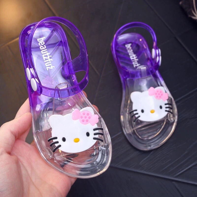 Giày Sandal Nhựa Dẻo Trong Suốt Đế Mềm Chống Trượt Chống Thấm Nước Thời Trang Mùa Hè Cho Bé Gái