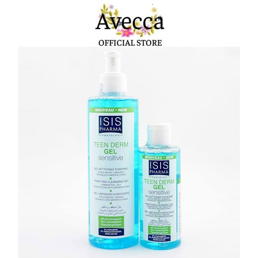 Gel Rửa Mặt Giảm Nhờn Mụn Cho Da Nhạy Cảm IsIs Pharma Teen Derm Gel Sensitive