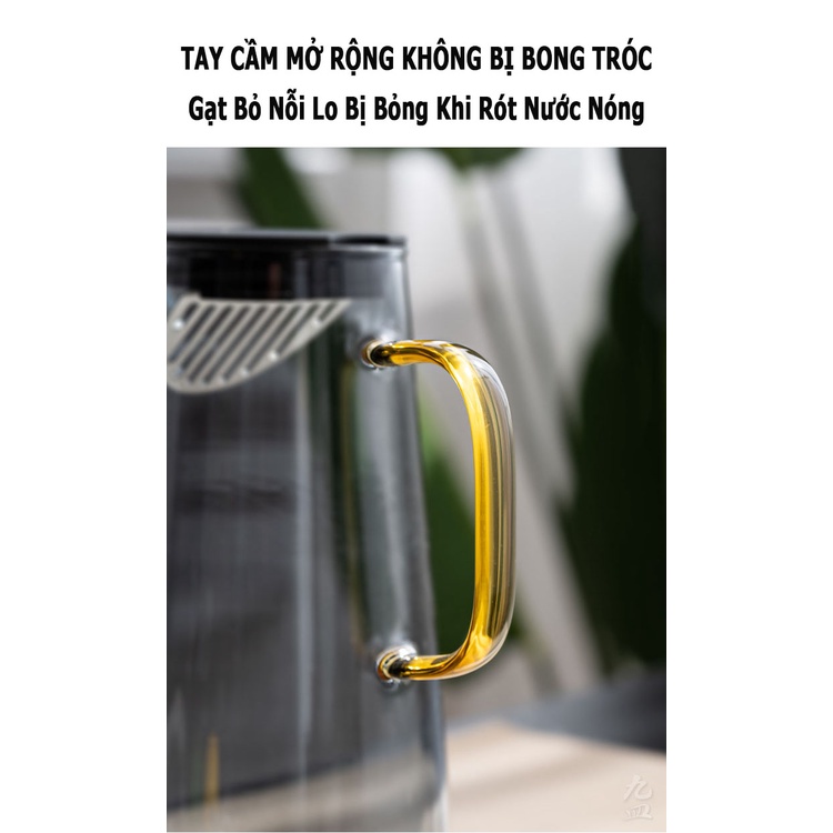 Bộ Bình Nước Thủy Tinh Borosilicat Màu Khói Sang Trọng
