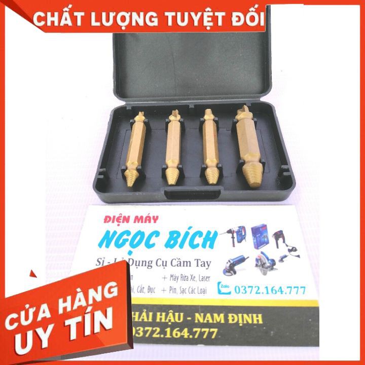 [RẺ VÔ ĐỊCH] Bộ 4 Mũi khoan Taro Ren Trái, Mũi Tháo Vặn Vít Gãy, Vít Toét Loại