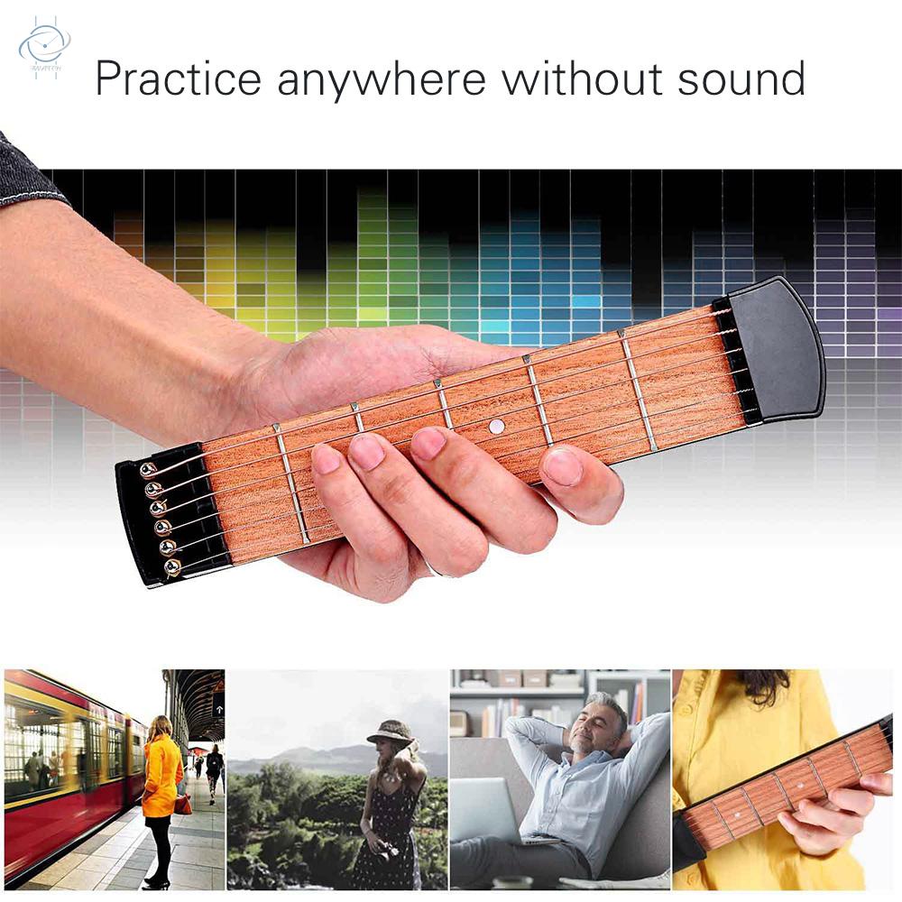 ♫6 String 6 Fret Model Portable Pocket Guitar Neck Chord Trainer Guitar Practice Tool for Trainer Beginner Black