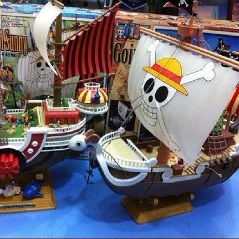 IVANES Anime Monkey D Luffy Miniature Action Figures Pirate Ship Model Christmas Gift Collection Model Thousand Sunny PVC Toys Boat Meryl Boat Model Toy