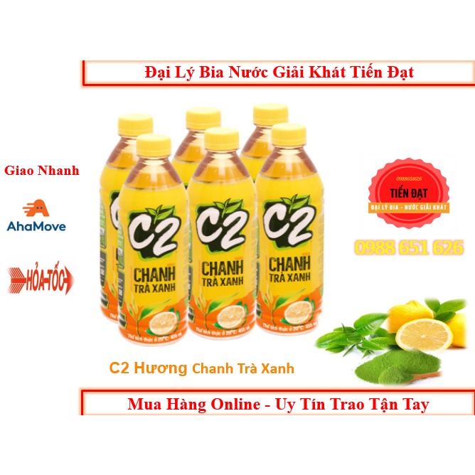 Thùng Trà C2 Đủ Vị Chai Nhựa 455ML (Dâu anh Đào, Chanh, Đào Hồng Trà, Khế Mật Ong, Chanh Bạc Hà)