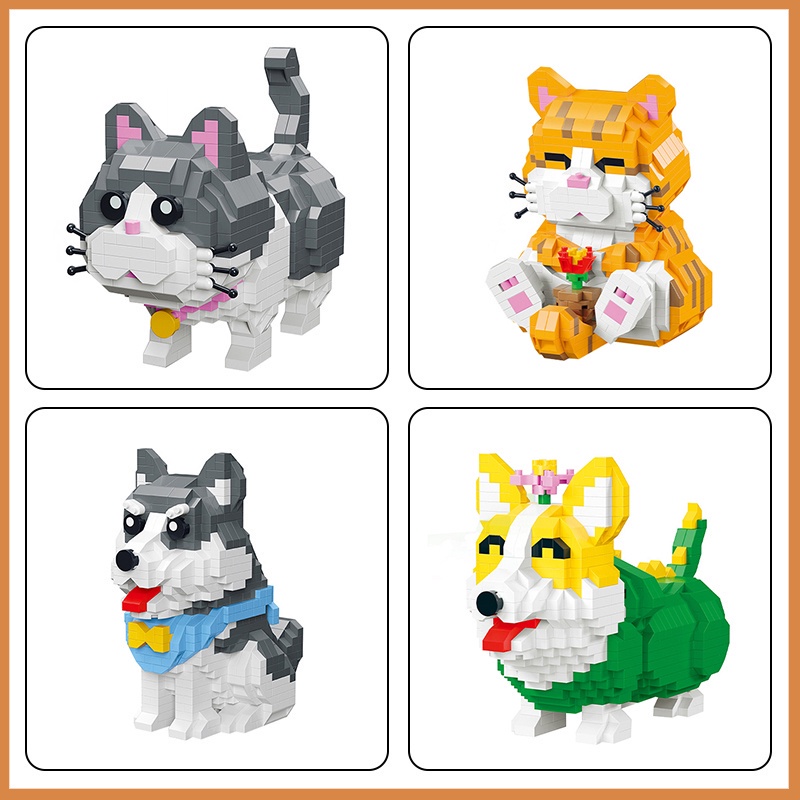 Bộ đồ chơi lắp ráp SLUBAN hình chó Corgi/ Husky/ mèo đáng yêu làm quà tặng