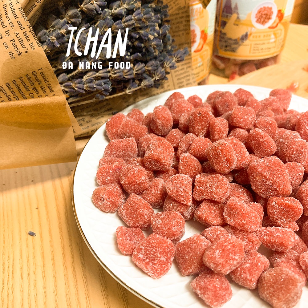 [450gr] Kẹo Dâu Tây Đà Lạt Dẻo Ngon Tchan Food, Hàng Loại Ngon