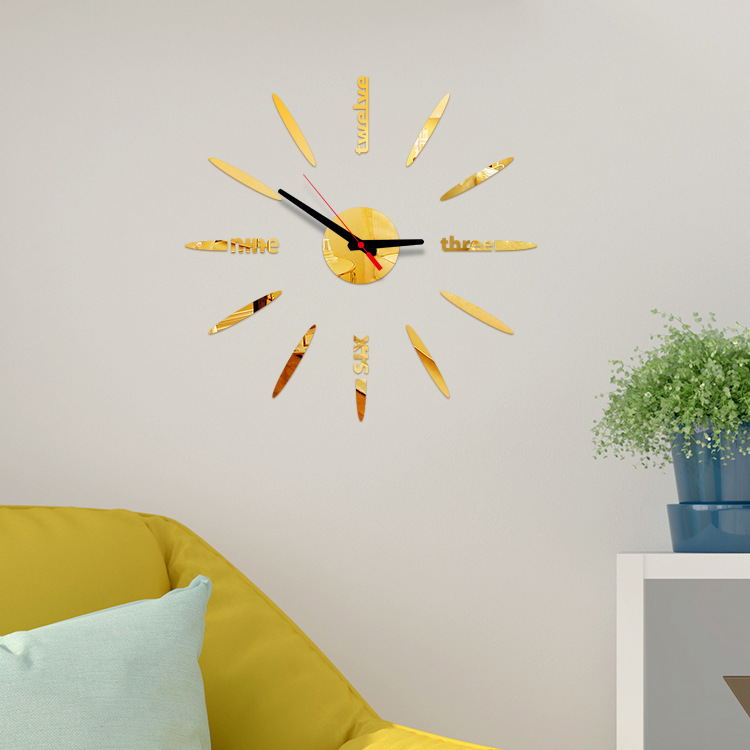 Đồng hồ nhựa Acrylic 3D tráng gương độc đáo dán trang trí tường DIY