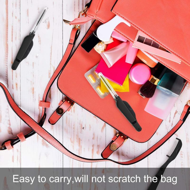 Lược Chải Lông Mi/Lông Mày Hai Đầu Tay Cầm Thẳng Màu Đen Thiết Kế Gấp Gọn Siêu Bền Tiện Lợi