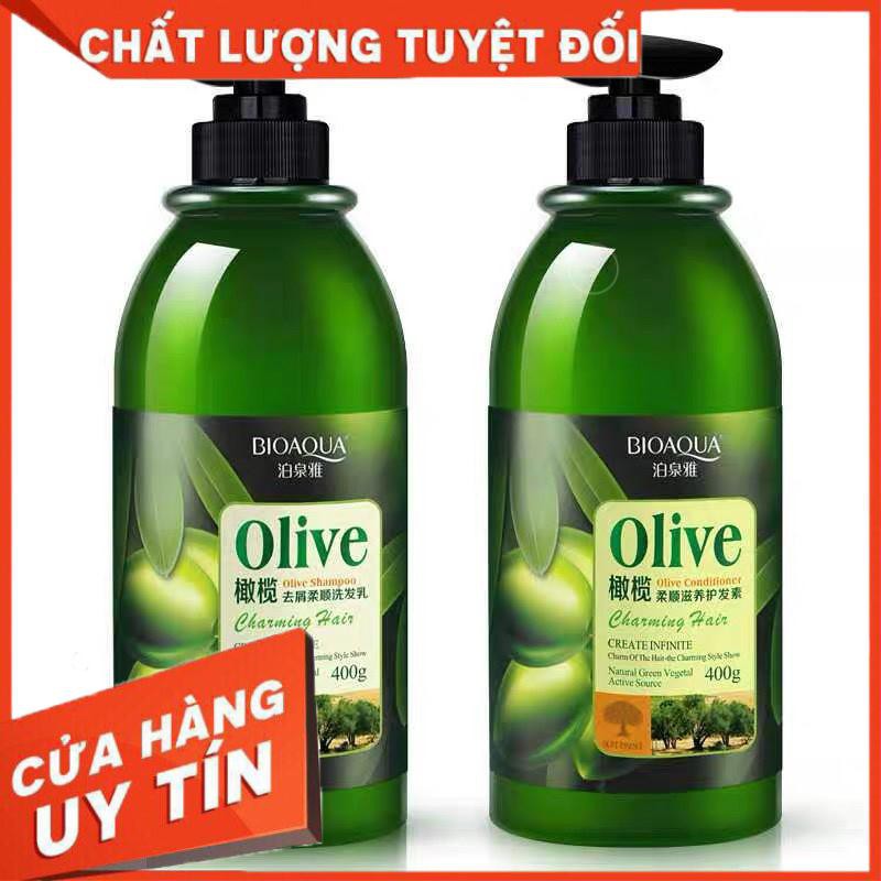 Bộ Dầu OLIVE Bioqua siêu mượt tóc và phục hồi hư tổn ngăn rụng tóc