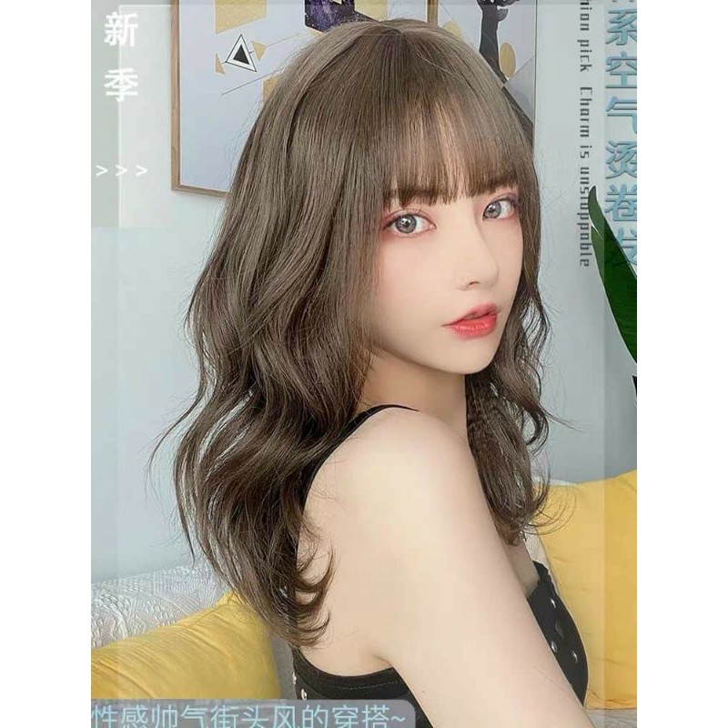 [Sẵn] Wig teen/lolita/cosplay M17 màu nâu tây lưới hoa (tóc giả nguyên đầu xoăn sóng ngắn) tại Miu Cosplay