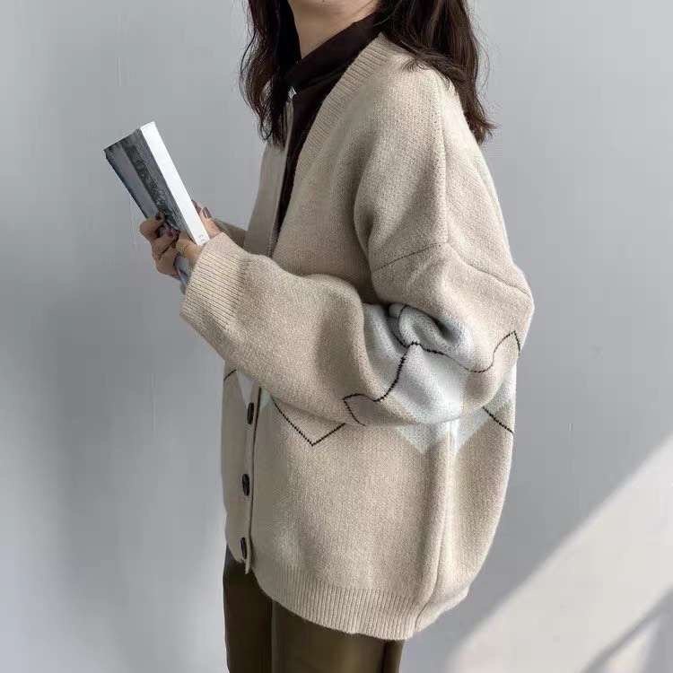 Áo khoác len nữ cadigan dệt kim phong cách Hàn Quốc Freesize V14 Delistore