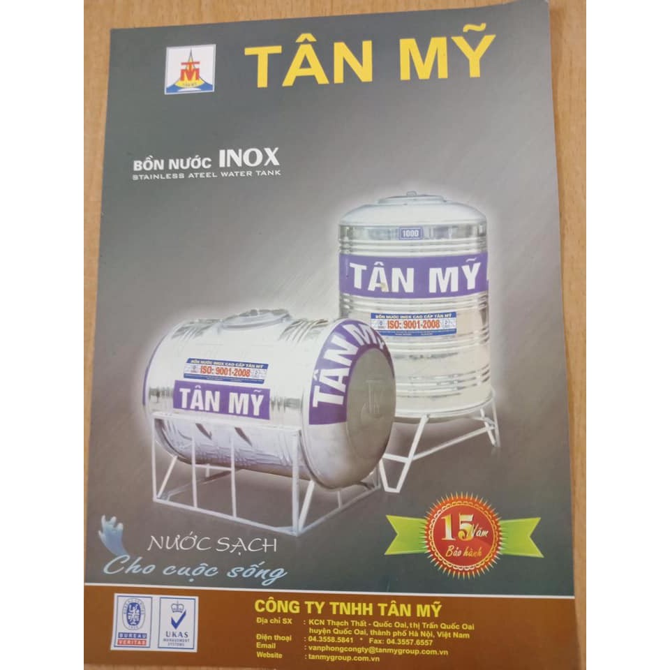 Bồn nước inoxTân Mỹ đứng 300L,500L,700L,1000L..,1700LMiễn phí vận chuyển nội thành ,ngoại thành tùy theo  khu vực