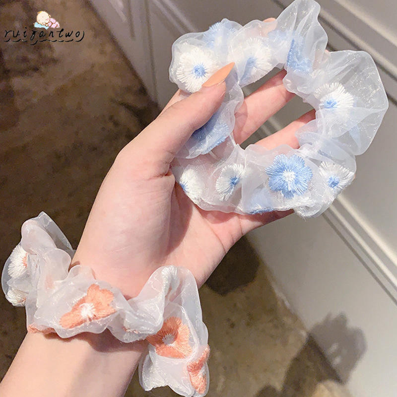 Dây buộc tóc scrunchies hình hoa nhẹ nhàng dễ thương cho nữ