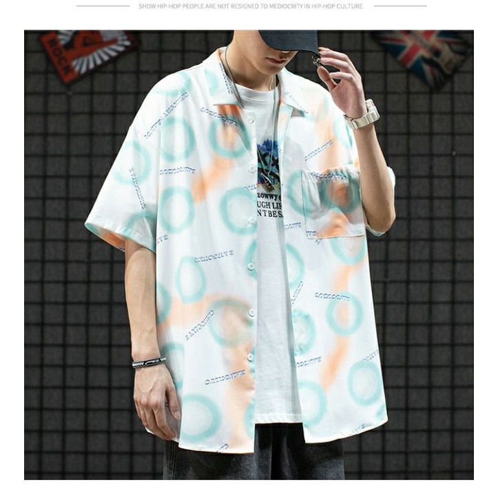 Áo Sơ Mi Tay Ngắn Unisex Cổ Bẻ Phong Cách Hàn Quốc Freesize
