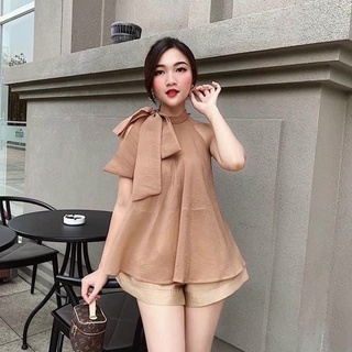 [HOT] Set Nữ Áo Hai Dây Nơ Siêu To + Quần Suông Ống Rộng Dập Ly Thiết Kế Trẻ Trung Tôn Dáng Siêu Xinh XQ253211 mới