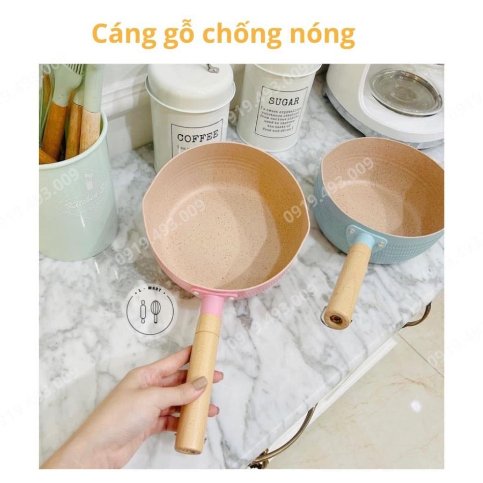 CHẢO CHỐNG DÍNH CHẢO CÁN GỖ KIỂU DÁNG HÀN QUỐC SÂU LÒNG CAO CẤP SIZE 18 CM ( DÙNG ĐƯỢC TRÊN BẾP TỪ) - SHOP NHÀ BẮP BƠ