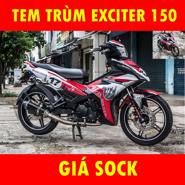 Tem Trùm Xe Exciter 150 Beat Đỏ Trắng