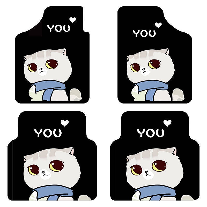 Car Interior Foot Mat Cartoon Cute Short Plush Non-Slip Floor Mat Universal Easy Cleaning Crystal Velvet Carpet car accessories HUoG
