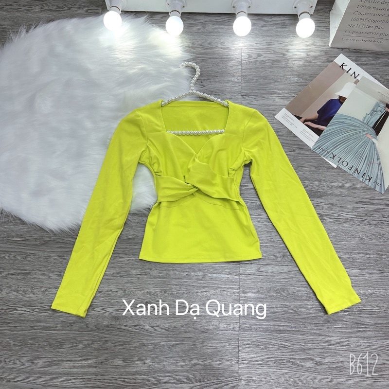 Áo thun croptop body Tay Dài xoắn ngực đủ màu