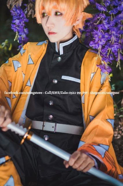 Set COSPLAY nhân vật Agatsuma Zenitsu trong Anime Thanh gươm diệt quỷ Kimetsu Yaiba Zenitsu
