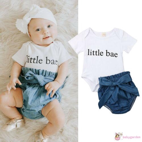 Set áo liền quần ngắn tay + Quần short jeans dễ thương cho bé gái