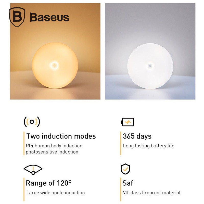Đèn ngủ cảm biến ánh sáng chạy pin tiểu AA hay Đèn cảm ứng chuyển động thông minh Baseus Light Garden Series Intelligent