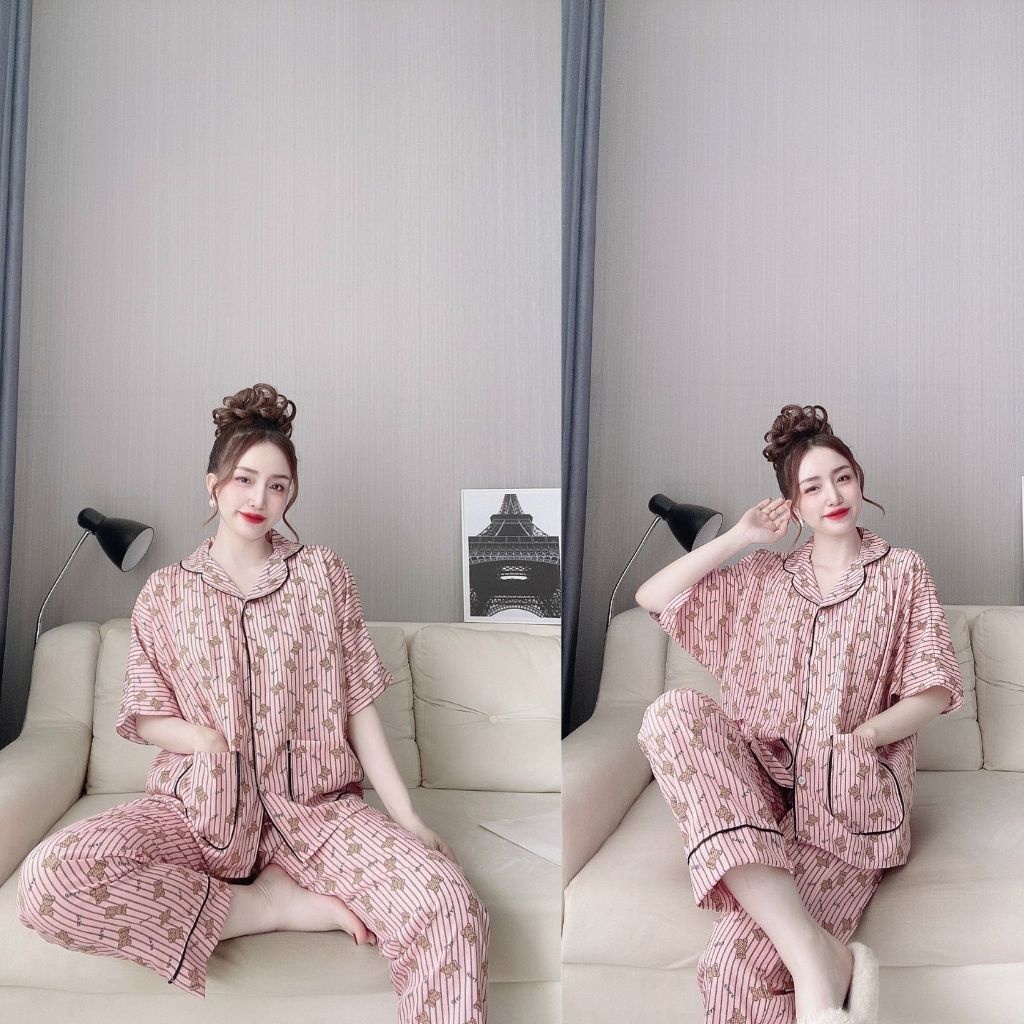 Đồ Ngủ Nữ Đồ Ngủ Pijama lụa cao cấp mềm mại xinh xắn&lt;63kg