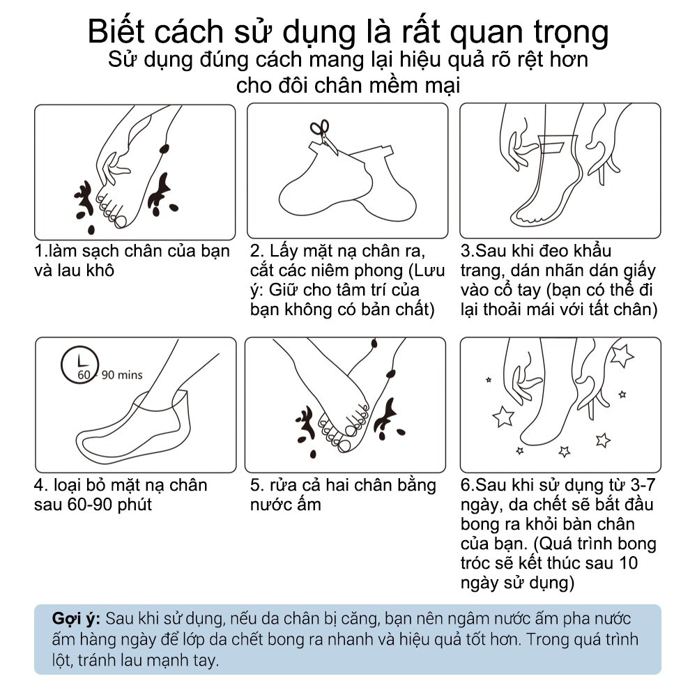 Mặt Nạ Chân LANBENA Thành Phần Hoa Oải Hương Lột Bỏ Da Chết Triệt Để Trong 2-7 ngày