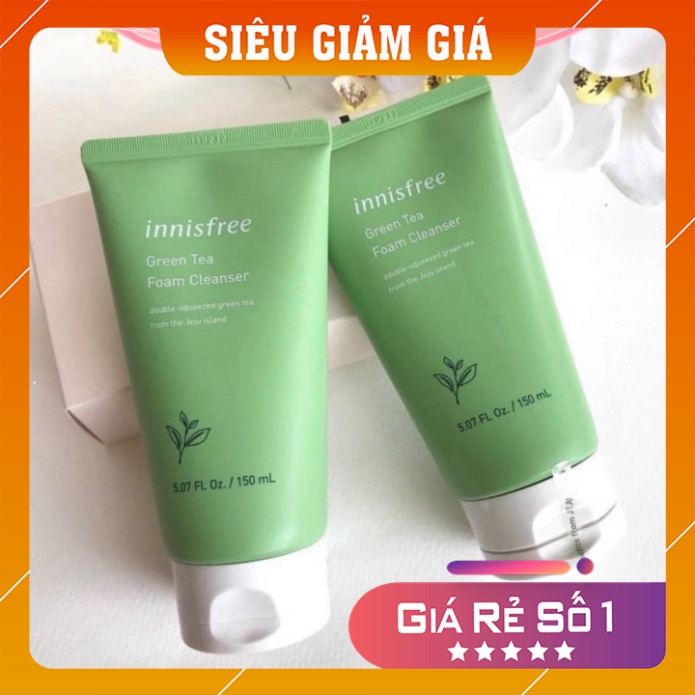 Sữa Rửa Mặt 💕𝑭𝒓𝒆𝒆𝒔𝒉𝒊𝒑💕 SỮA RỬA MẶT TRÀ XANH Innisfree Green Tea Cleansing Foam 150ML- Mẫu Mới