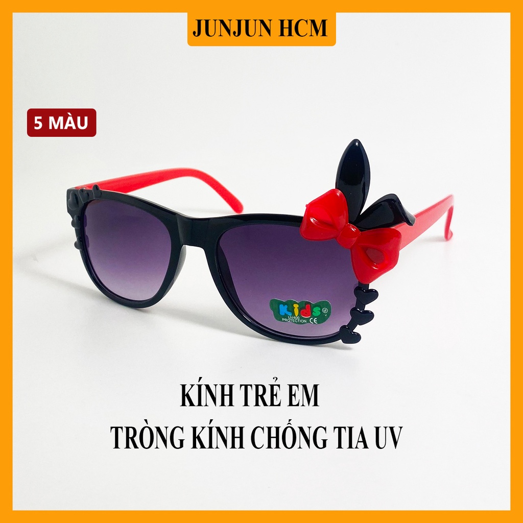 Kính mát trẻ em gọng nhựa JJ5002 kiểu kính đính nơ tai thỏ đáng yêu, tròng chống tia UV dành cho bé gái từ 1 đến 5 tuổi