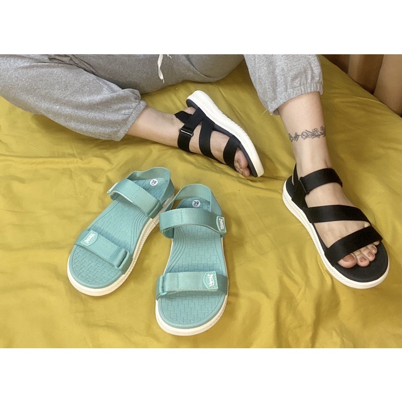 Giày Sandal Nữ Đi Học YANKI Chính Hãng Quai Ngang YK68 - Xanh