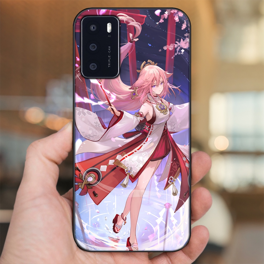 Ốp lưng Oppo A16 viền đen in hình Yae Miko Genshin Impact
