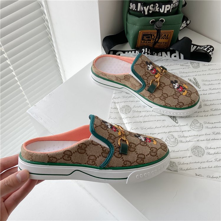 Fashionable Ulzzang Cartoon Printed Casual Lazy Shoes Slip-on Loafer Women Shoes