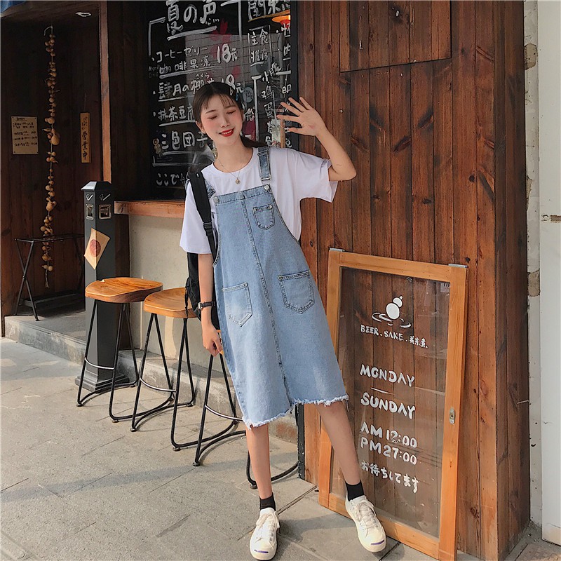 [SẴN] Váy Yếm Jean nữ Ulzzang Quảng Châu DYD2