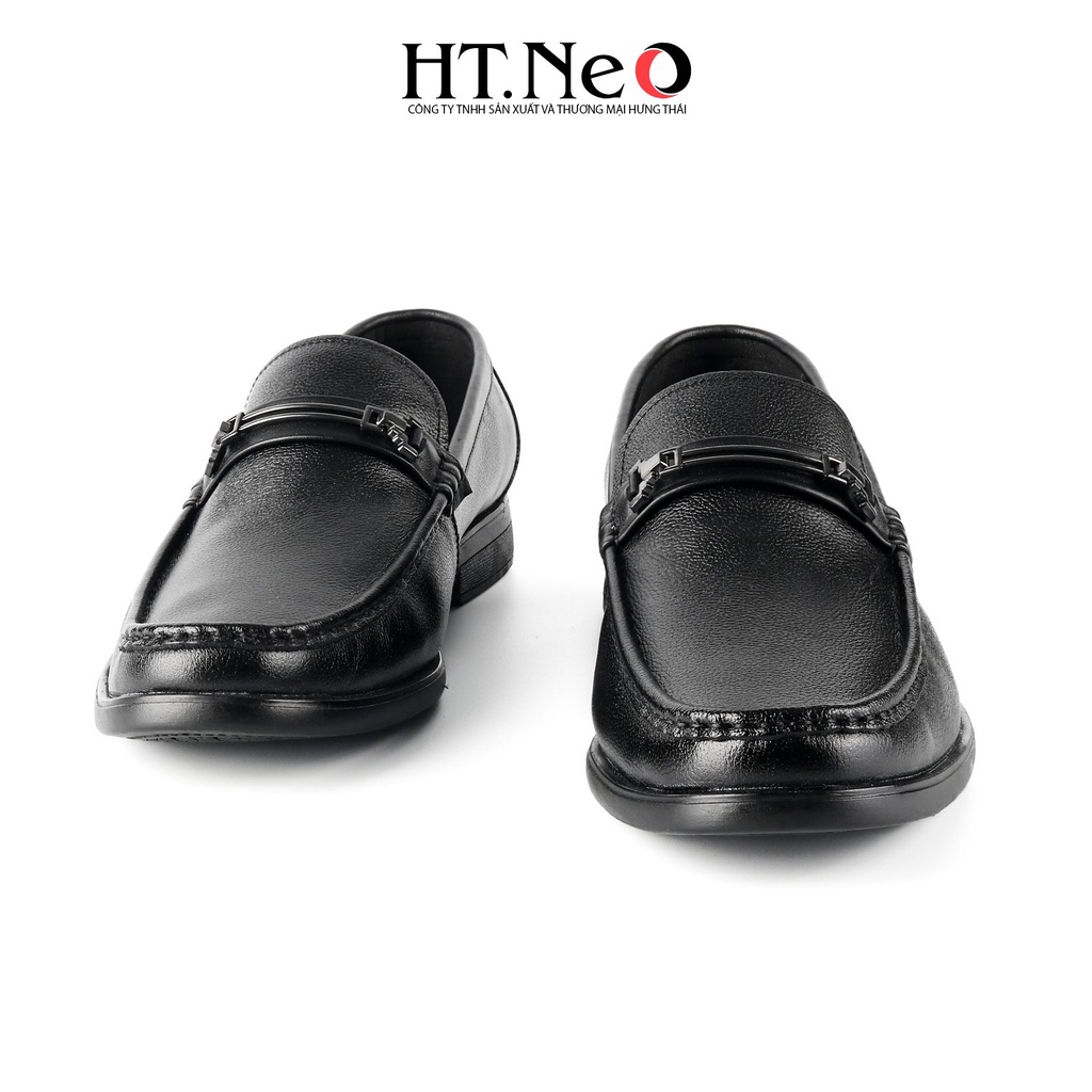Giày tây lười HT.NEO Thiết kệ da bò mềm mại, quai đính kim loại trẻ trung, đế cao su êm ái  D32-KLT