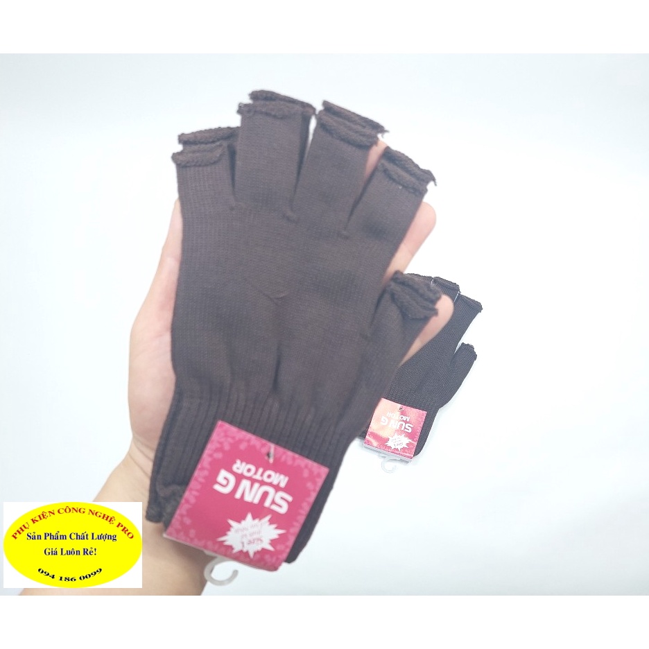 Găng tay len Bao tay len cho Nam Hở 5 ngón SUN G Motor Size L Giữ ấm Chống nắng Chống bụi Bảo vệ da tay Sản xuất tại VN