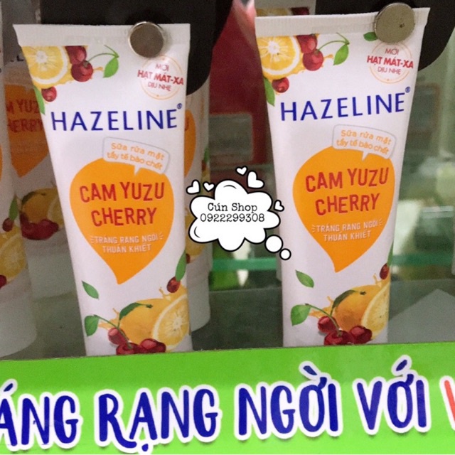 SỮA RỬA MẶT HAZELINE TẨY TẾ BÀO CHẾT CAM YUZU VÀ CHERRY 50g