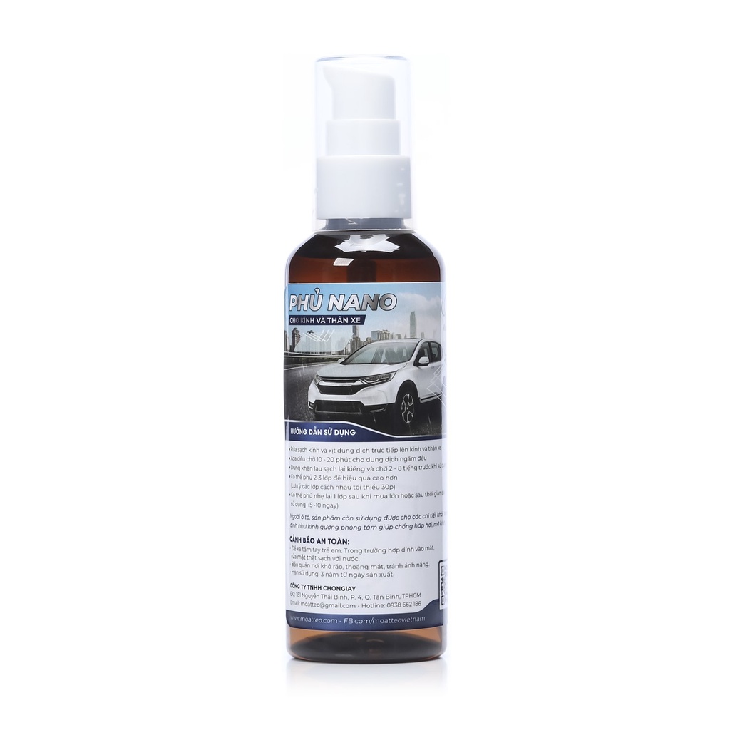 Nano chống bám nước cho kính xe ô tô - xe máy MOATTEO 100ML + tặng kèm khăn và mút bôi nano