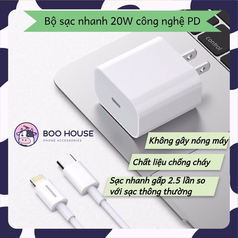 [CHÍNH HÃNG] Bộ sạc nhanh iphone 20W Công Nghệ PD,Sạc nhanh và không nóng máy, Bảo hành đổi mới 12 tháng