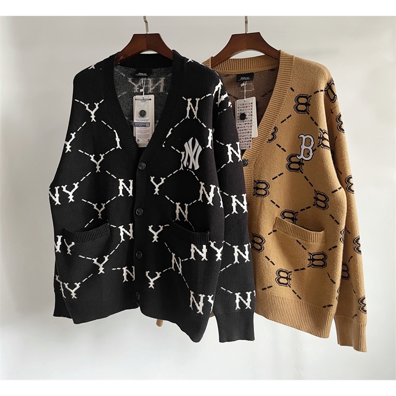 Áo khoác cardigan Mlb dệt kim tay dài thời trang cho nam nữ