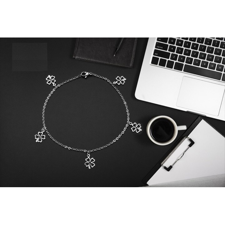 Lắc chân nữ inox cỏ bốn lá cách điệu | BigBuy360 - bigbuy360.vn