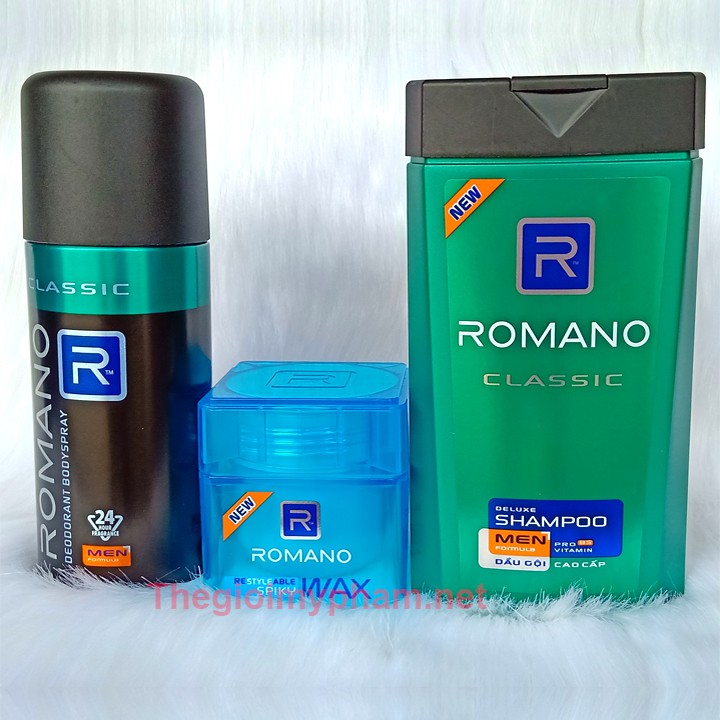 Combo Xịt Romano 150g + Gội Romano180g + Wax Romano 60g