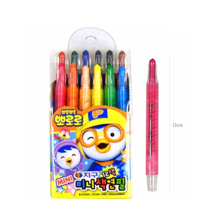 Bút Màu Mini (12 Màu) Pororo Mini Color Pencil 12 Colors (Sharp Type)